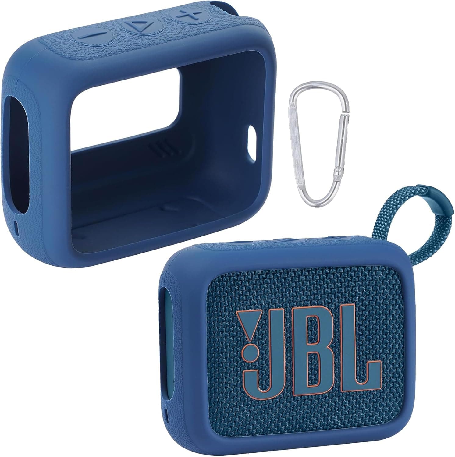 co2CREA Silicone case for JBL Go 4 Waterproof Portable Bluetooth Speaker, Portable Ultra-light Protective Sleeve with Carabiner (Not Included speaker)