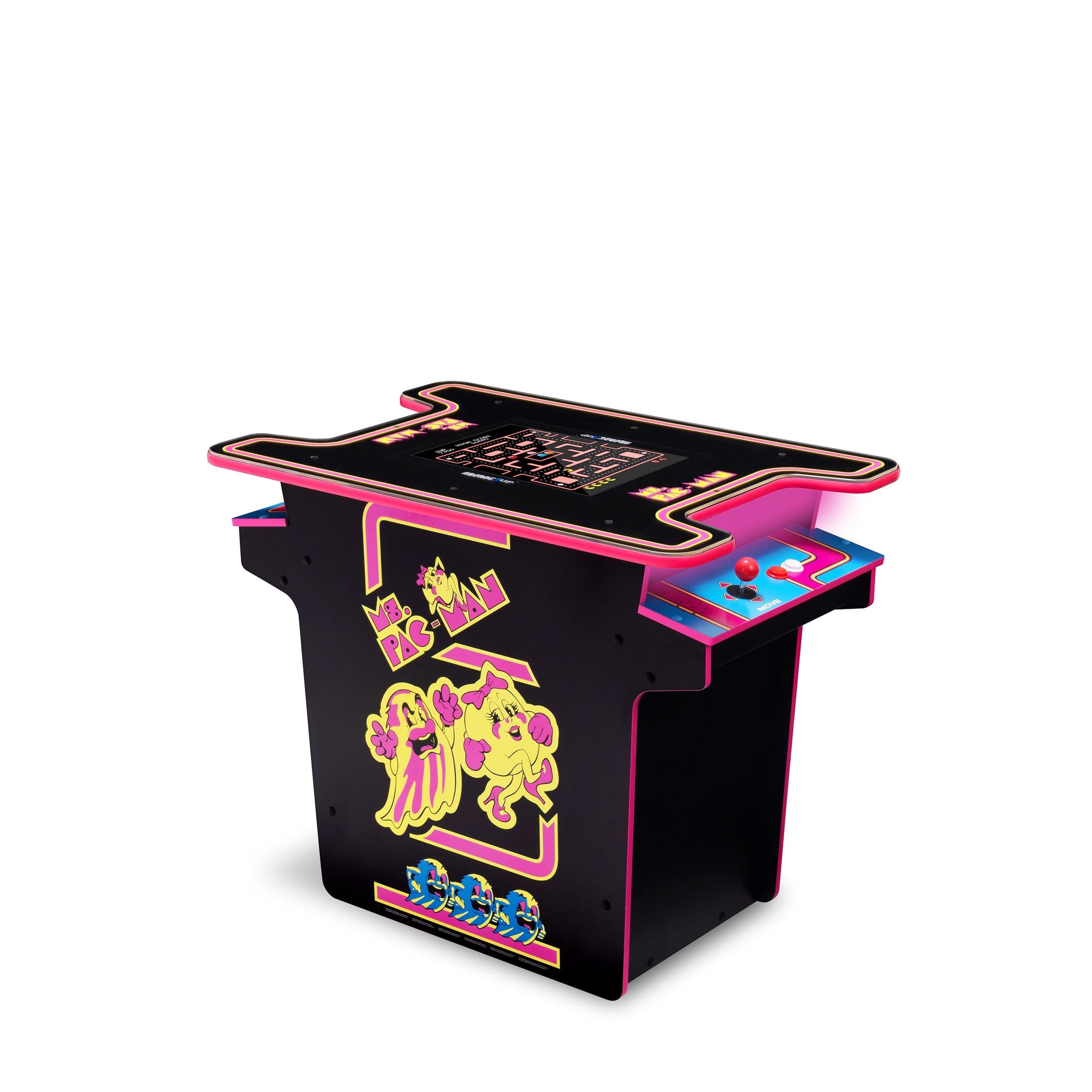 Arcade1Up Ms.PAC-Man Head-to-Head Arcade Machine – Retro Home Arcade Table with 12 Classic Games, Light-Up Control Deck & Real-Feel Joysticks
