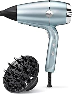 Hydro-Fusion Hair Dryer with Diffuser - Professional 2100W Ionic Blow Dryer for Frizz-Free Styling, Plasma Technology for Shine, Lightweight Design, 3 Heat & 2 Speed Settings, Blue, 5573U
