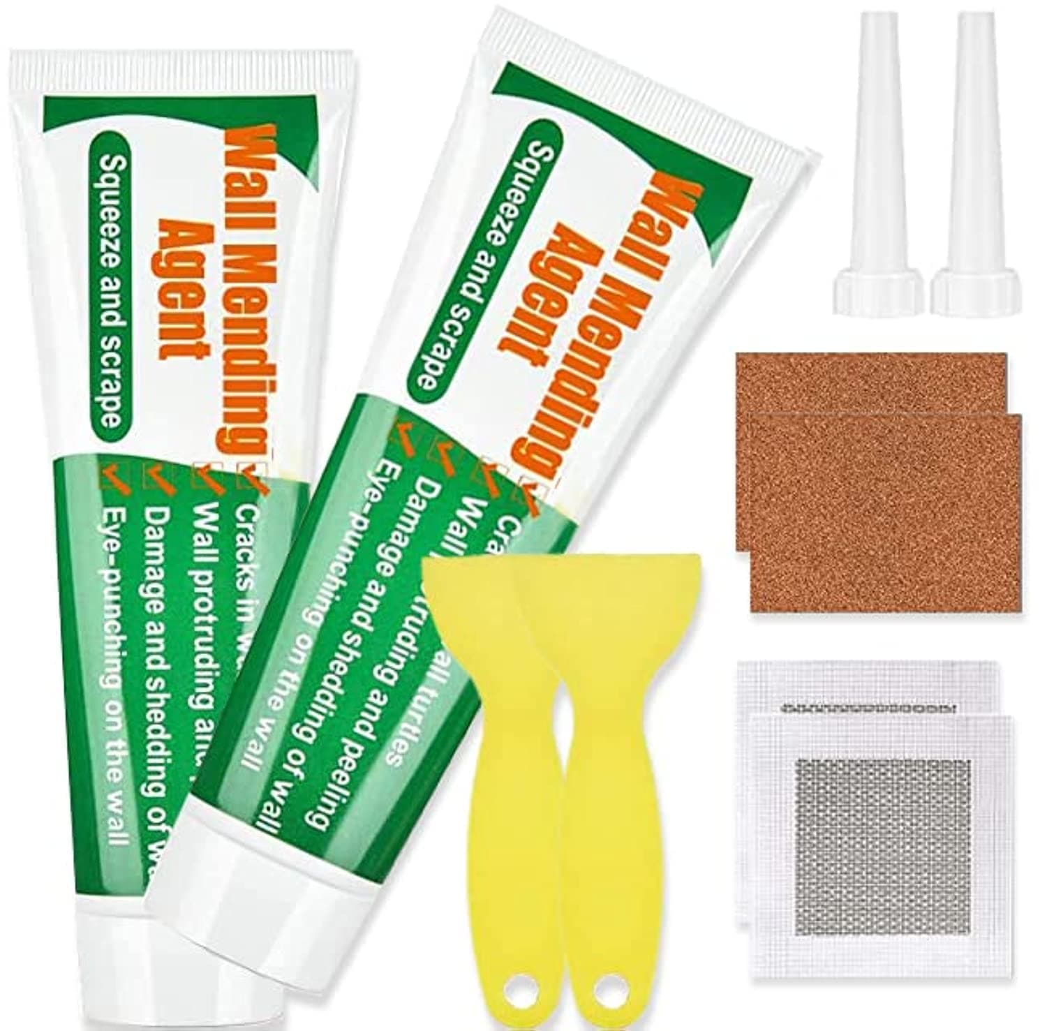 Wall Mending Agent Repair Paste Kit: Drywall Repair Putty, Safe Wall Repairing Ointment， Crack Repair Cream with Scraper, for Wood Plaster Surface Repair, Easy to Fill (100g x2 Sets)