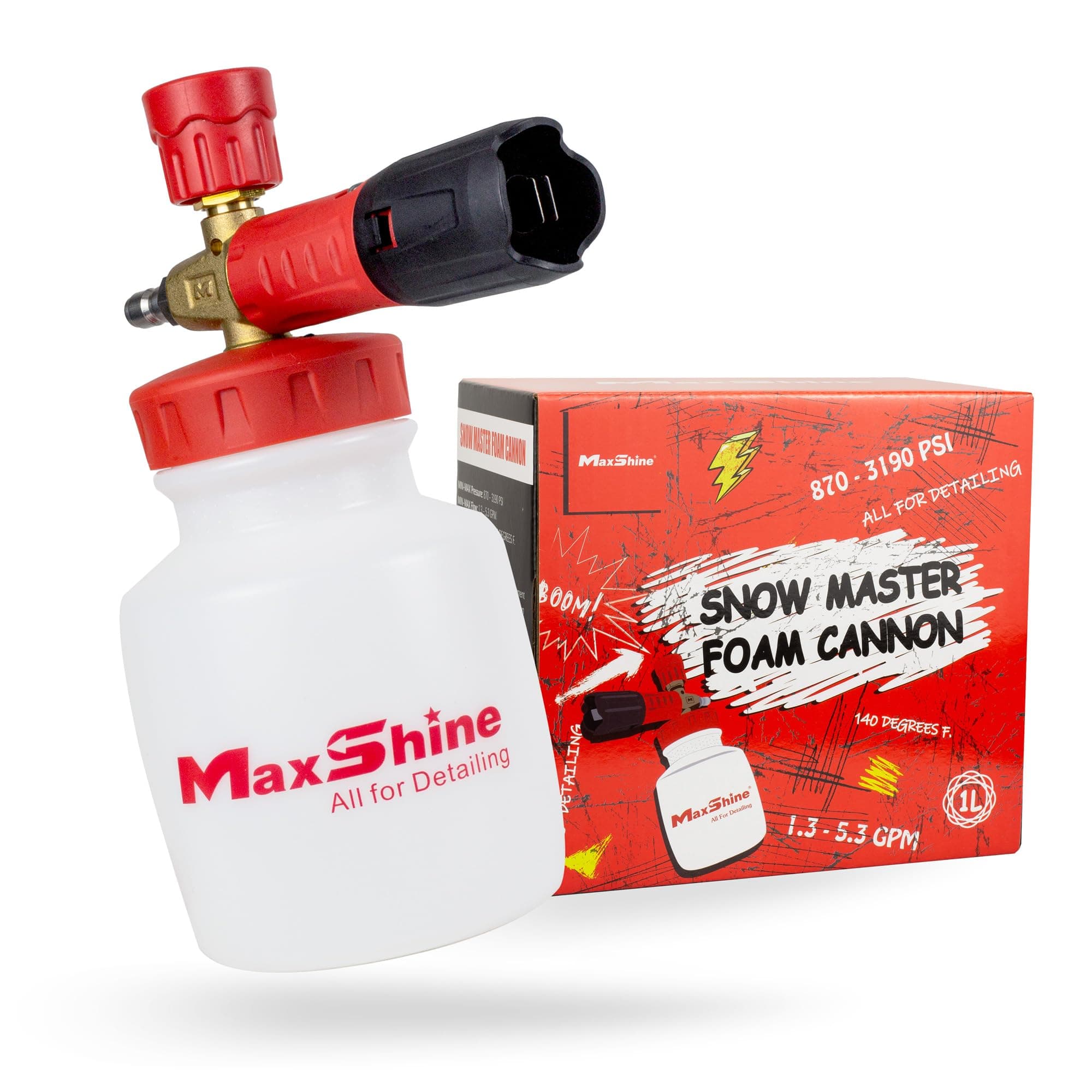 Maxshine Universal Snow Master Foam Cannon - 1/4” Quick Connect, High-Pressure Washer Gun - Ideal for Washing Cars, Trucks, SUVs, RVs & More - Creates Thick Foam, Speeds Up Cleaning, Reduces Wash Time