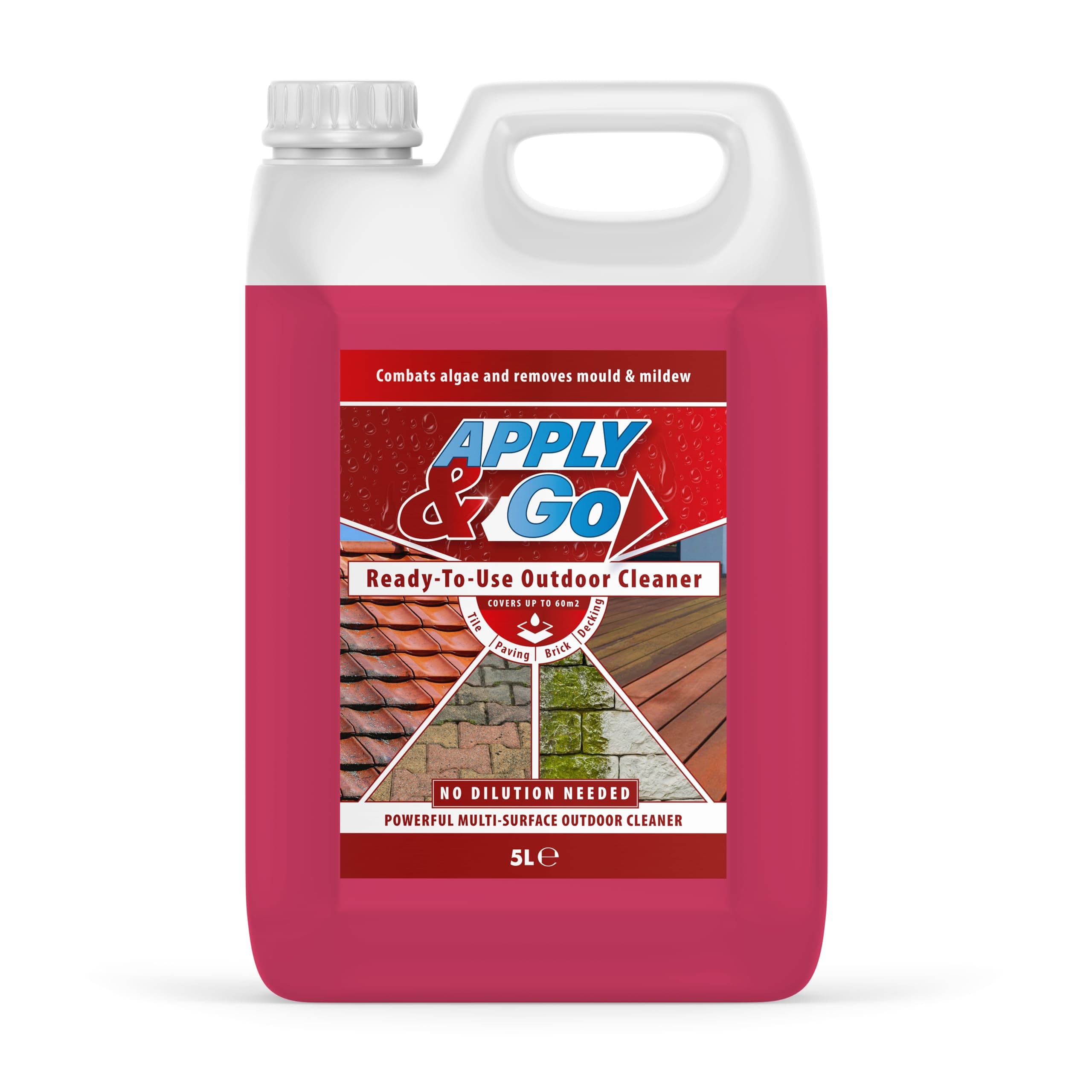 Path and Patio Cleaner, Mould, Mildew, Lichen, Algae Remover - Ready To Use Outdoor Cleaning Treatment for Decking, Stone, Driveways, Rooftops - 5 Litre