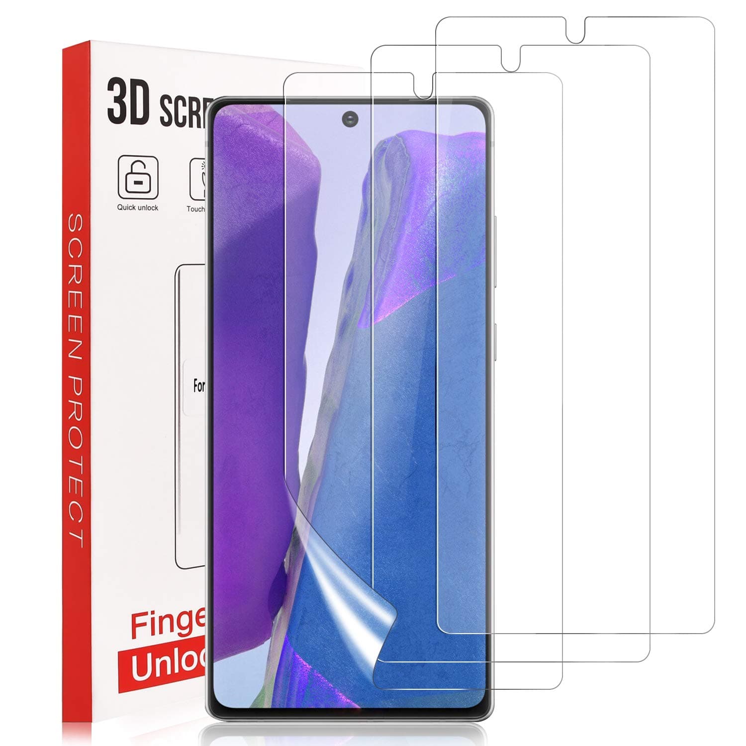 [3-Pack] OEAGO Compatible with Samsung Galaxy Note 20 Ultra(6.9 INCH) Screen Protector,3D[New Version][Ultrasonic Fingerprint Compatible] [Flexible Film][Installation Kit Included]