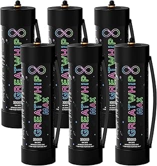 GreatWhip Whipped Cream Chargers, 3.3L Tanks, 2000g Whip Cream Charger Cylinder, 6 Cylinder（3 BOX）