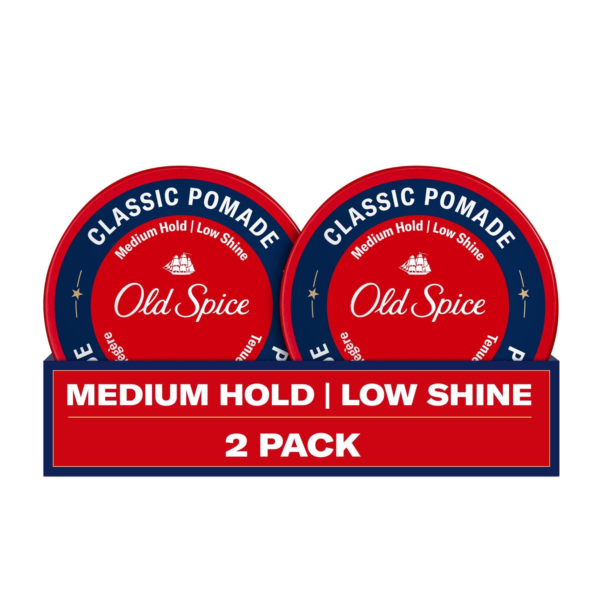 Classic Pomade for Men Twin Pack, Medium Hold, Low Shine Hair Wax, For All Hair Types, 2.22 Oz Each (Set of 2)