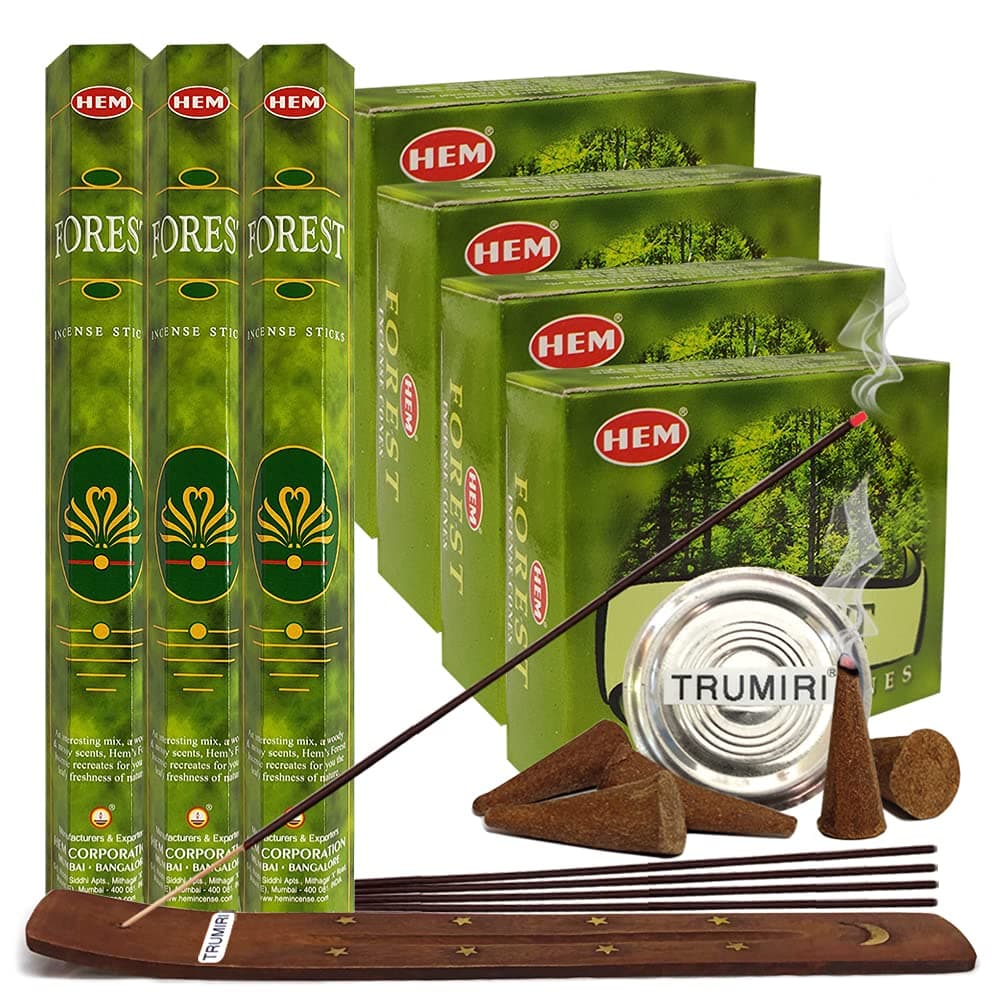 Forest Incense Sticks and Cone Incense Holder Variety Pack Bundle insence insense inscents insienso