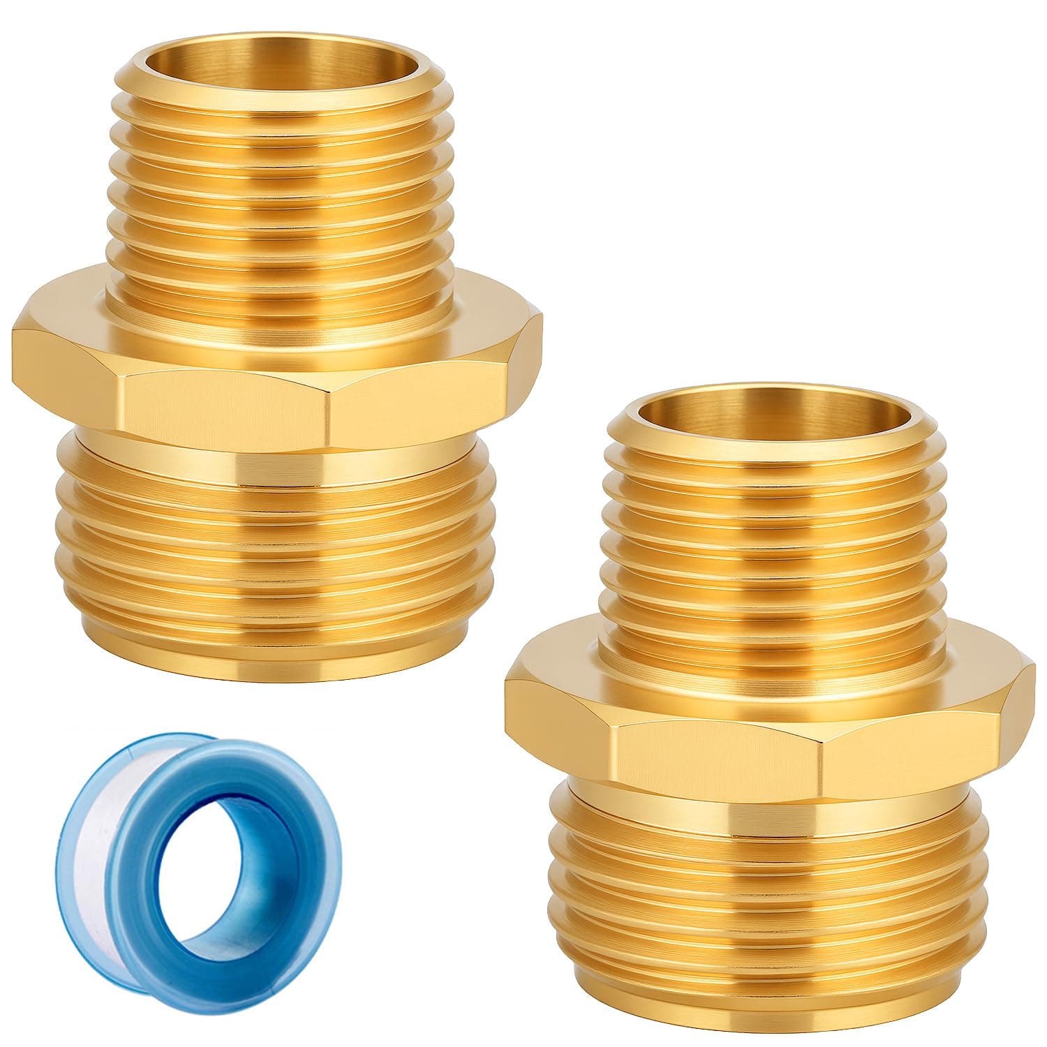 Garden Hose Adapter Fittings Solid brass Connectors Hose conversion pipe connection 3/4" GHT Male to 1/2" NPT Male (2 Pcs)