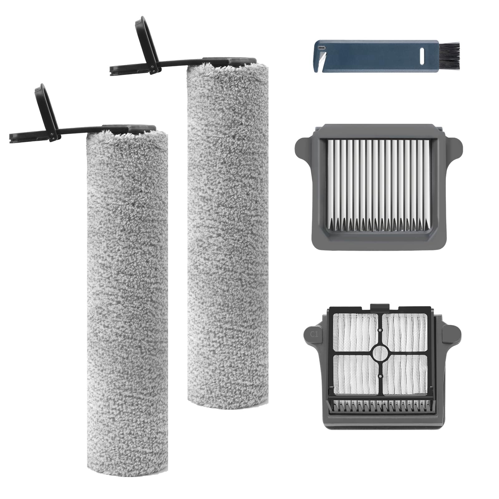 Only Floor One S7 Pro【for S7 Pro Order After 2024 Aug】 Replacement Roller Brushes & Filters Compatible with Tineco Floor One S7 Pro Cordless Vacuum Cleaner, 2 Brush Rollers 2 HEPA Filters