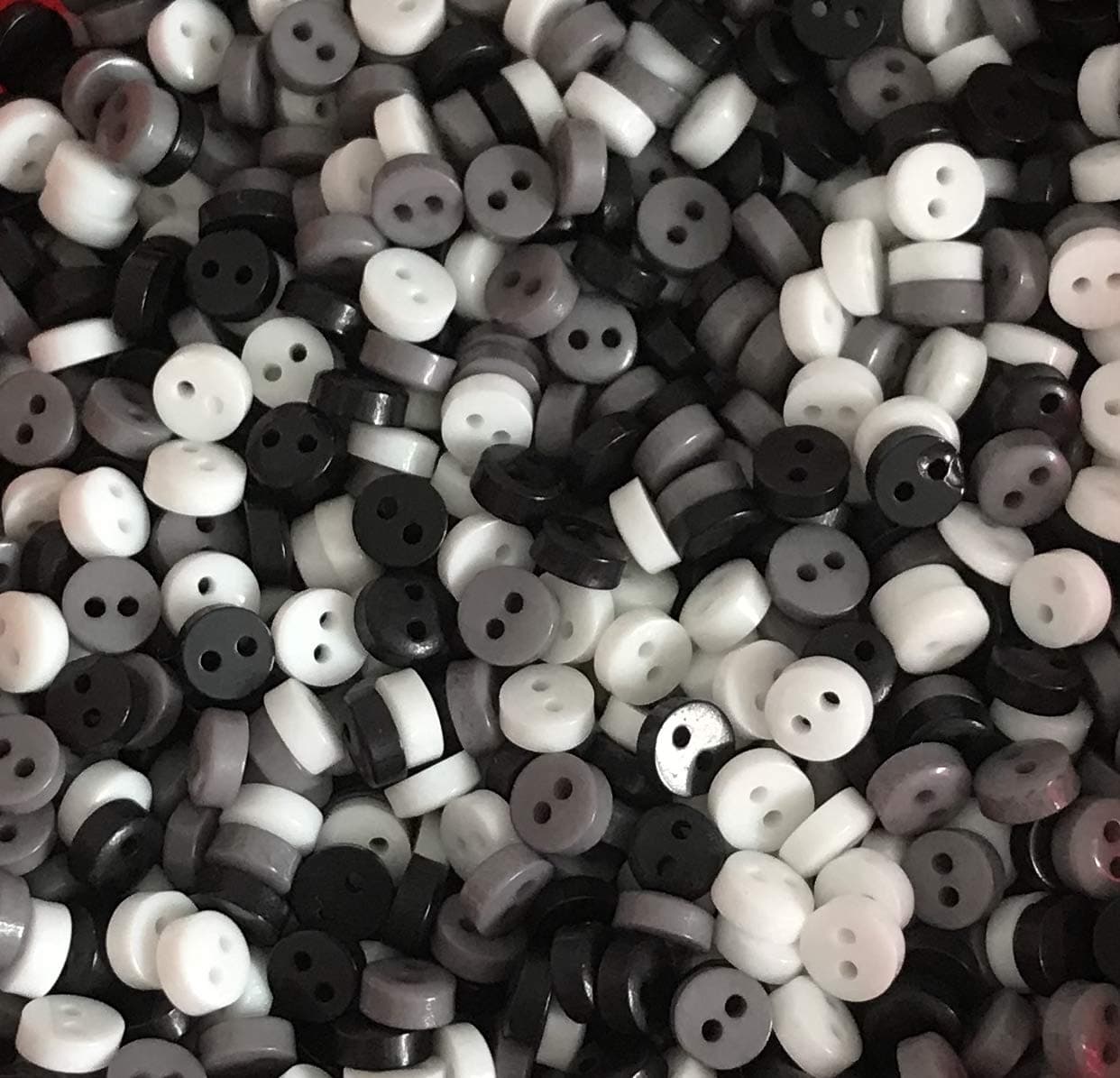 Sewing Essentials Online 100 Mini 6mm Black, White & Grey Buttons Monochrome Crafts Dolls Clothes Card making