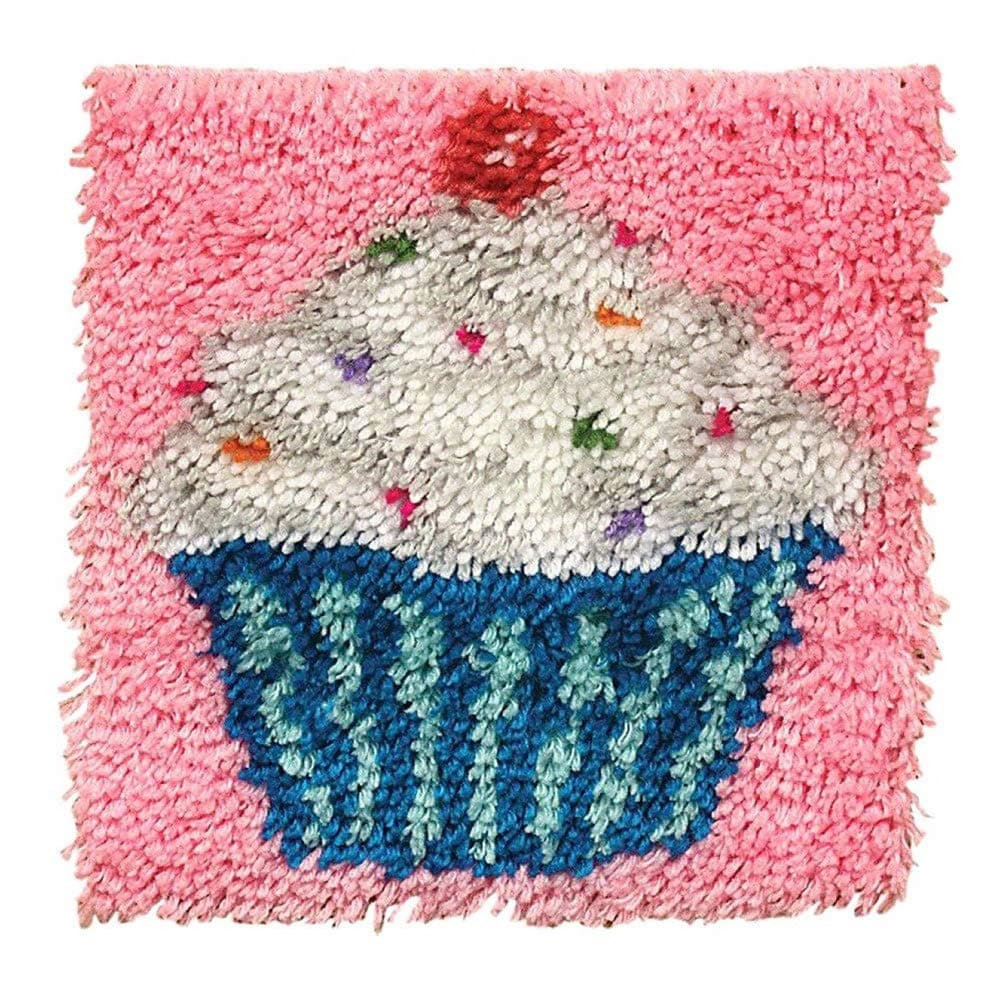 Wonderart Latch Hook Kit 12x12-Cupcake