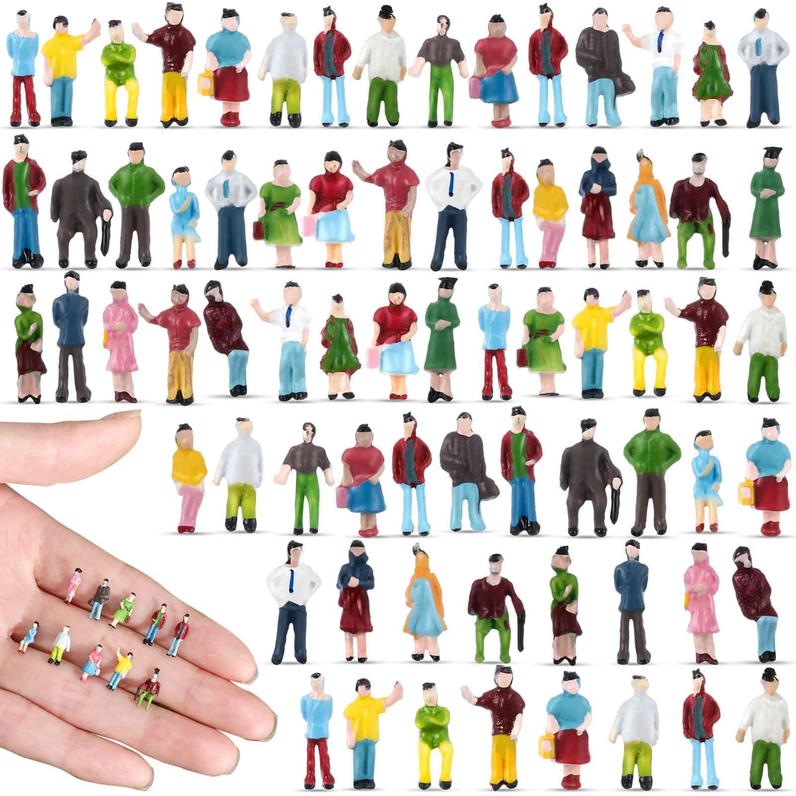 150 Pcs Mini People Figurines 1: 150 Scale Architectural Painted Tiny People Model Sitting and Standing Plastic Miniature People Assorted Poses Model Trains for Miniature Scenes