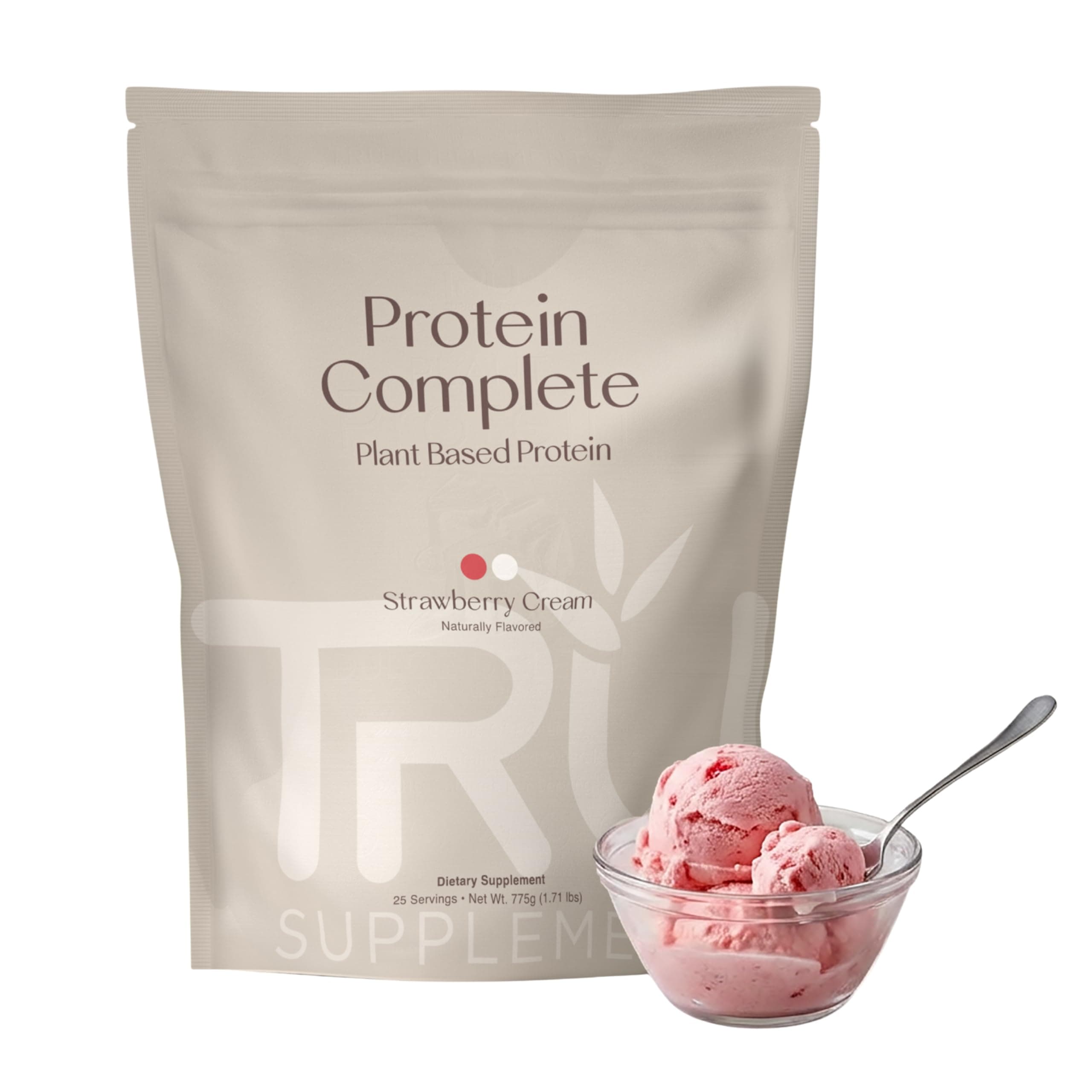 Plant Based Protein Powder, BCAA, EAA, 20g Vegan Brown Rice & Pea Protein, 100 Calories, 27 Vitamins, No Artificial Flavors 25 Servings (Strawberry Cream)