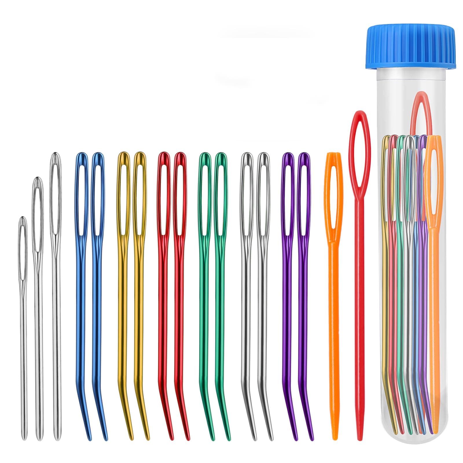 17-Piece Tapestry Needle Set - Bent Tip, Large Eye, Blunt Needles for Hand Sewing, Knitting, Crochet