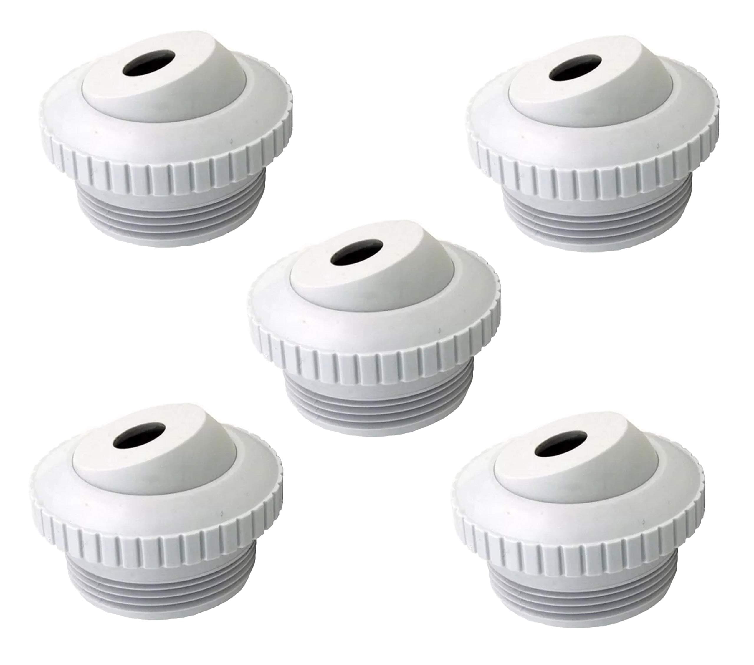 Pool Supply Town and Spa Eyeball Jet 1.5" Threaded to 1/2" Open 5 in a Package White Adjustable