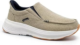 Men's Orthopedic Loafers Slip On: Supportive Casual Comfy Plantar Fasciitis Neuropathy Outdoor Fashion Sneakers, Soft Orthotic Foot Pain Relief Athletic Tennis Shoes Khaki Size 11.5