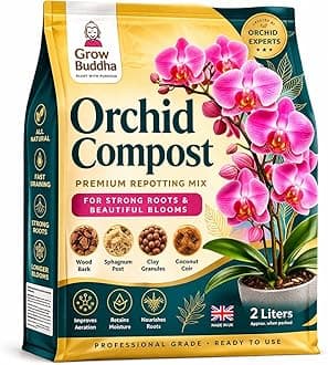 Professional Orchid Potting Mix Compost - 2 Litres | Fast Growth, Strong Root, Long-Blooming Re-Potting Mix for Beautiful Plants - Suitable for All Orchid Varieties