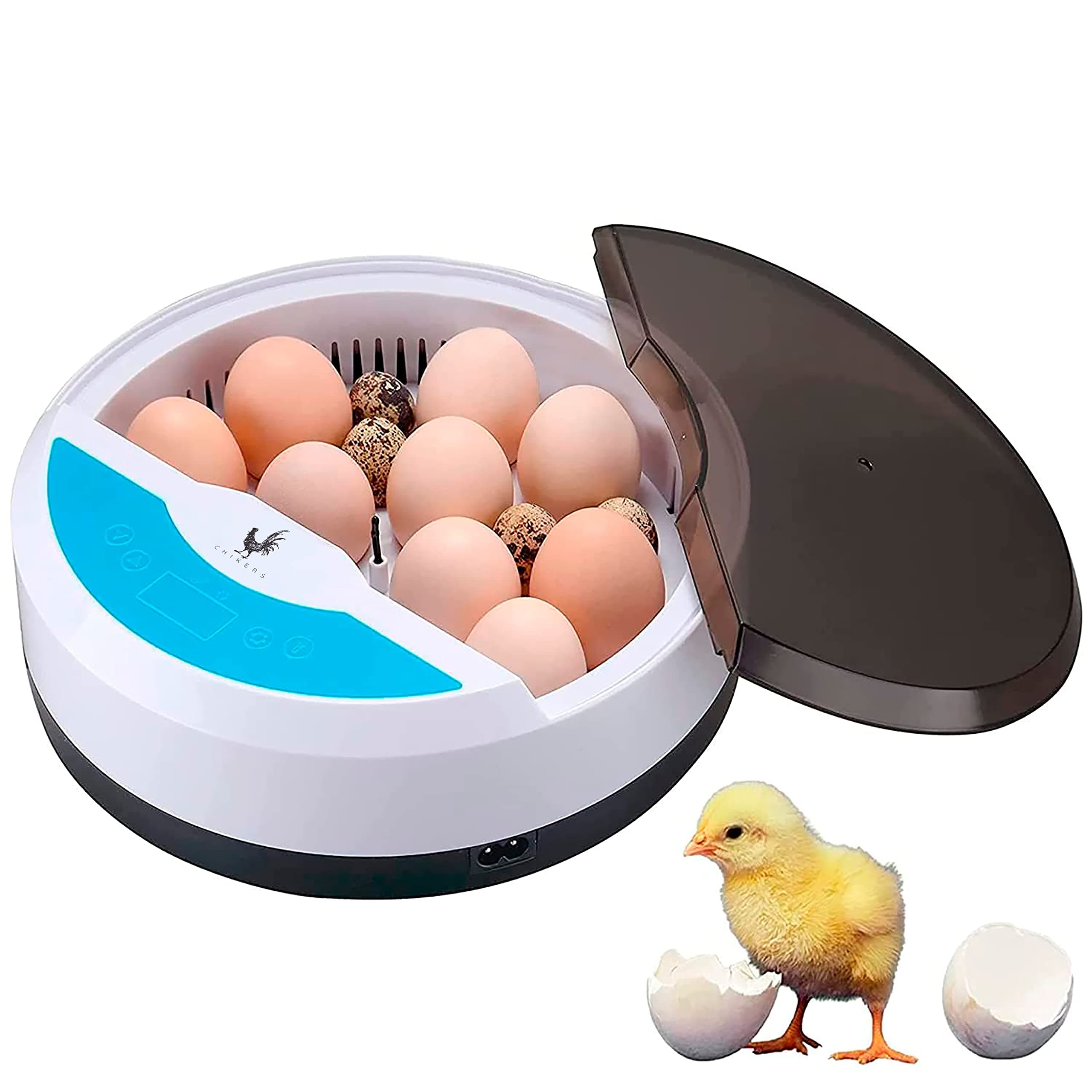 Egg incubator Chicken Incubators for hatching eggs with Automatic Temperature and Humidity Control (9 Eggs) - Chick Brooder - chicken eggs , Duck , Quail eggs, Goose and incubator Box kit