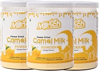 Monch Camel Milk Powder - Camel Milk Powder For Height Growth - Freeze Dried, Mango Flavoured (150g, 50gx3)