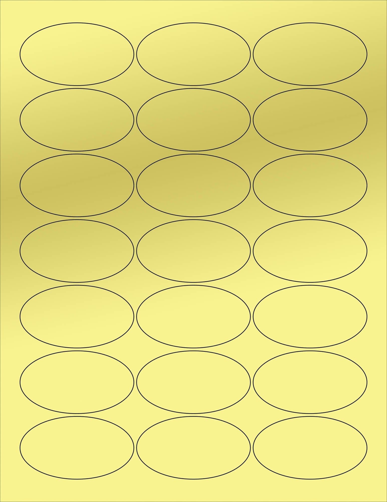 (6 Sheets) 126 1-3/8"x2-1/2" Oval Gold Metallic Stickers for Laser Printers ONLY - Standard Size 8-1/2"X11" Sheets