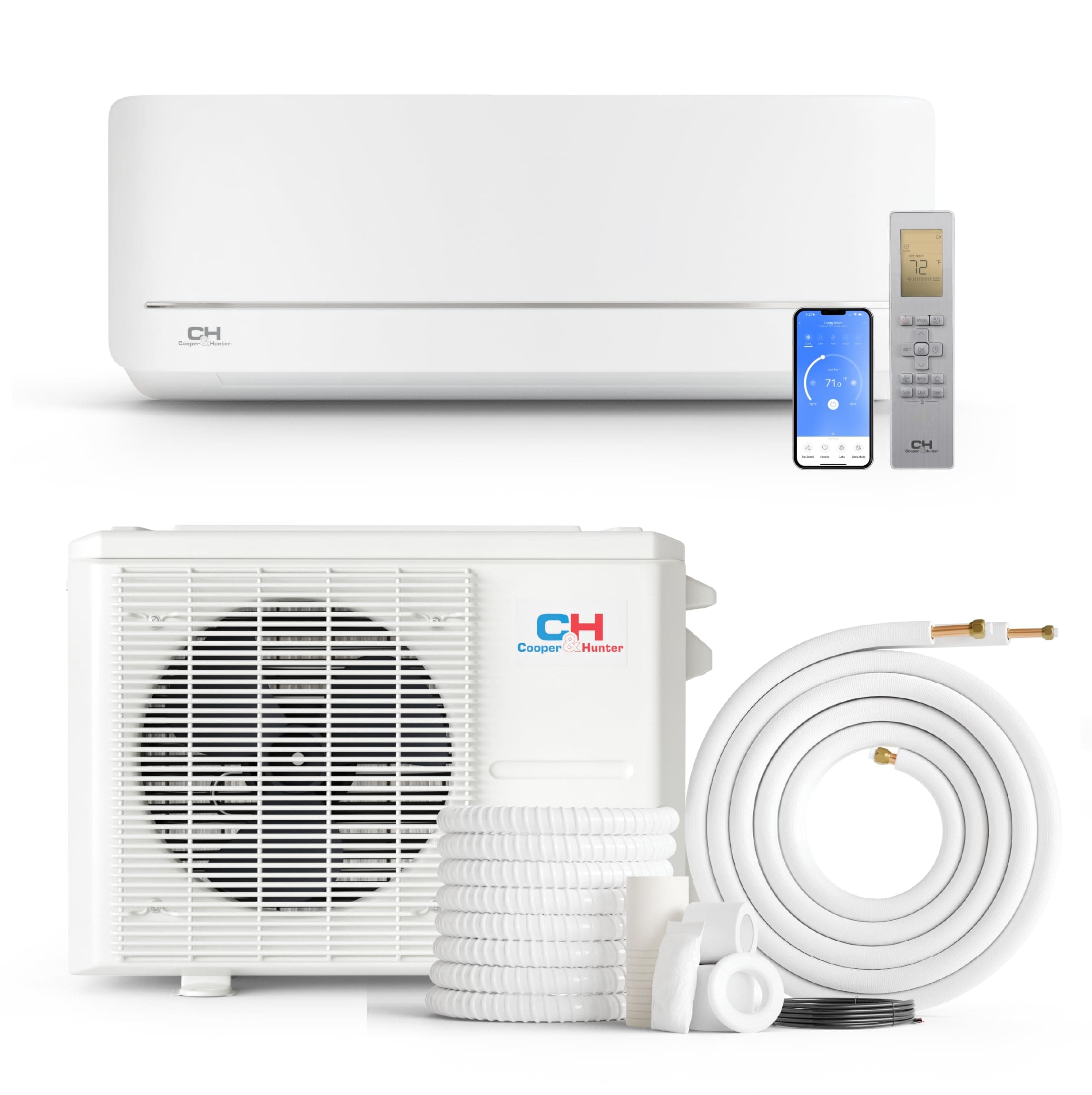 18,000 BTU 230V Wall Mount Ductless Mini Split Air Conditioner & Heat Pump – 19.2 SEER2 Inverter System – Includes 16FT Installation Kit & Smart Kit – Pre-Charged