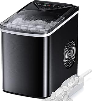 FZF Ice Makers Countertop, Self-Cleaning Function, Portable Electric Ice Cube Maker Machine, 9 Ice Ready in 6 Mins, 26lbs 24Hrs with Ice Bags and Scoop Basket for Home Bar Camping, Stainless Steel