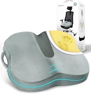– Travel Ease Ergonomic Seat Cushion, Premium Memory Foam Chair Pad with Anti-Slip Base for Long Hours Sitting Comfort, Hip Support Pillow for Office Chair, Car Seat, Gaming Chair (Grey)
