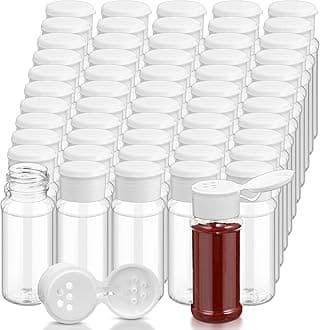 Amyhill 100 Pcs Plastic Spice Bottles Spice Jars Seasoning Jars Shaker Plastic Jars 3.3 Oz/ 100ml Seasoning Shaker with Shaker Lids(White Lid)