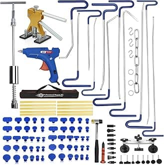 Dent Puller Kit, 108PCS Dent Repair Kit Body Repair Dent Removal Tools with Dent Repair Rods, Gold Dent Lifter, T-Bar, Bridge Dent Puller for Car Dent Removal