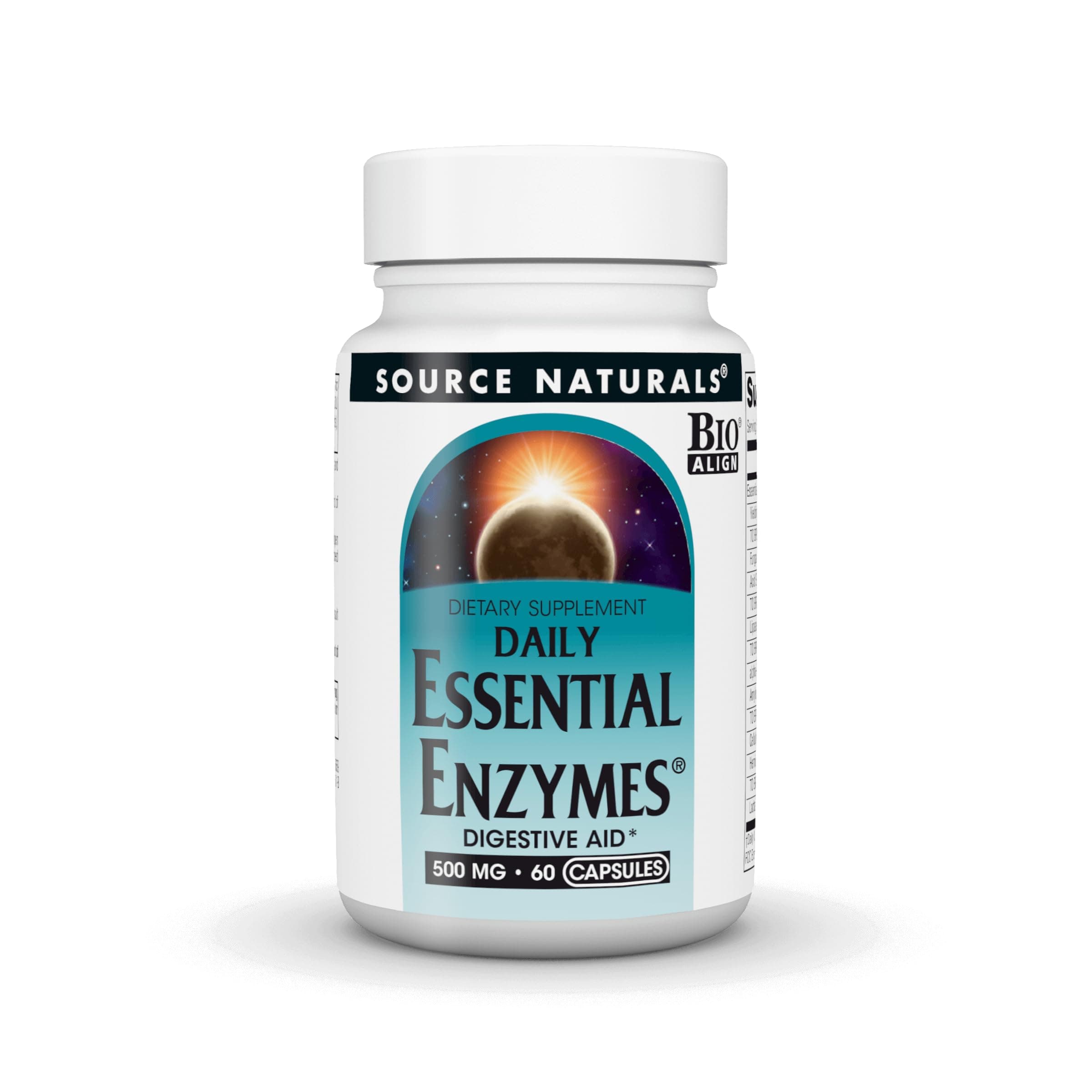 Essential Enzymes, Bio-Aligned Multiple Enzyme Supplement Herbal Defense for Digestion, Gas, Constipation & Bloating Relief - Supports A Strong Immune System* - 500mg - 60 Capsules