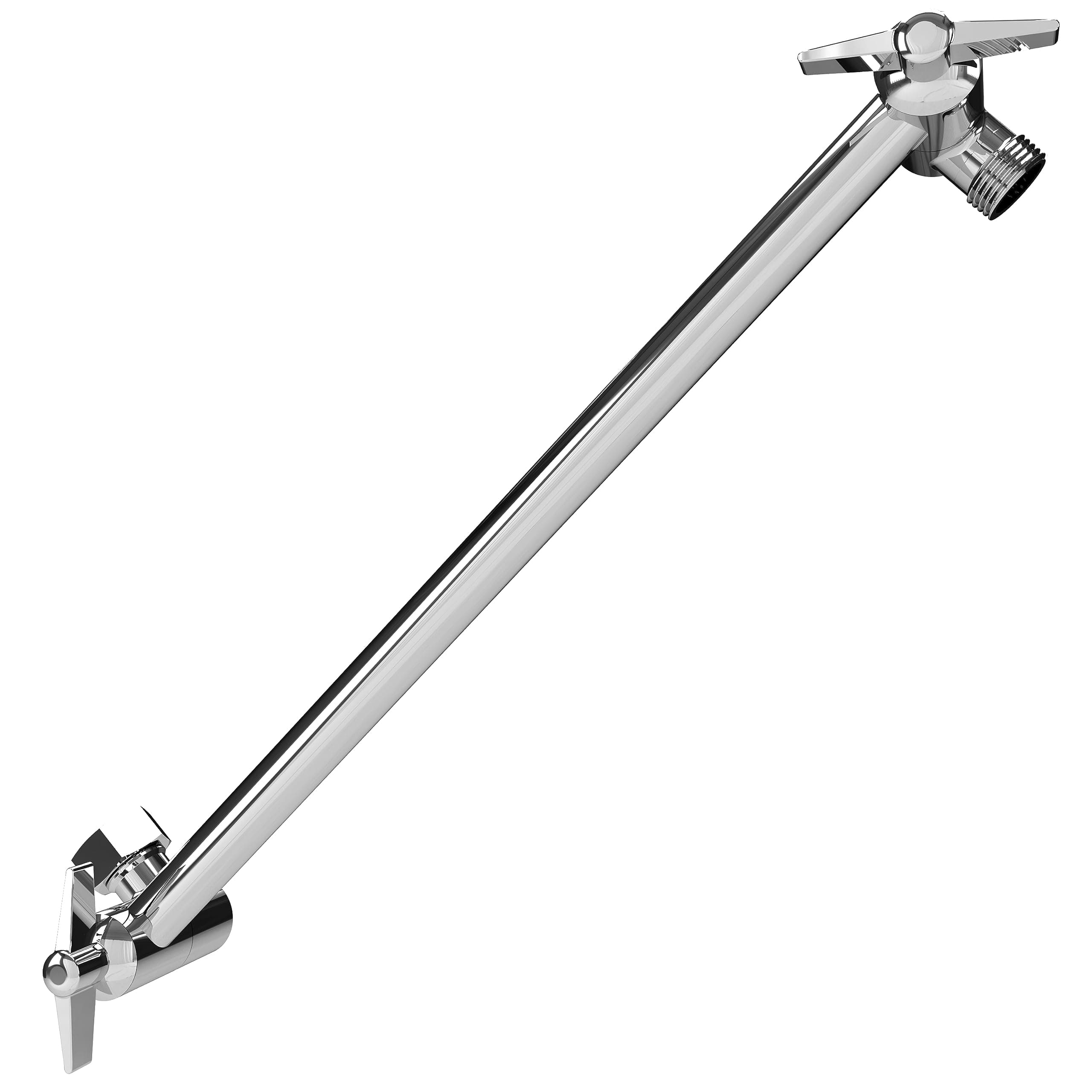 SparkPod 11" Solid Brass Shower Head Extension Arm - Flexible Height & Angle Adjustable Shower Arm Extension for Rain Showerheads with Sturdy Lock - Universal Pipe Connection (Luxury Polished Chrome)