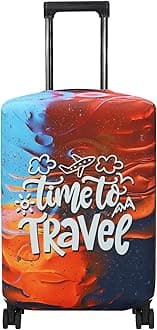 Explore Land Luggage Cover Suitcase Protector Fits 27-30 Inch Case (Time to Travel, L)