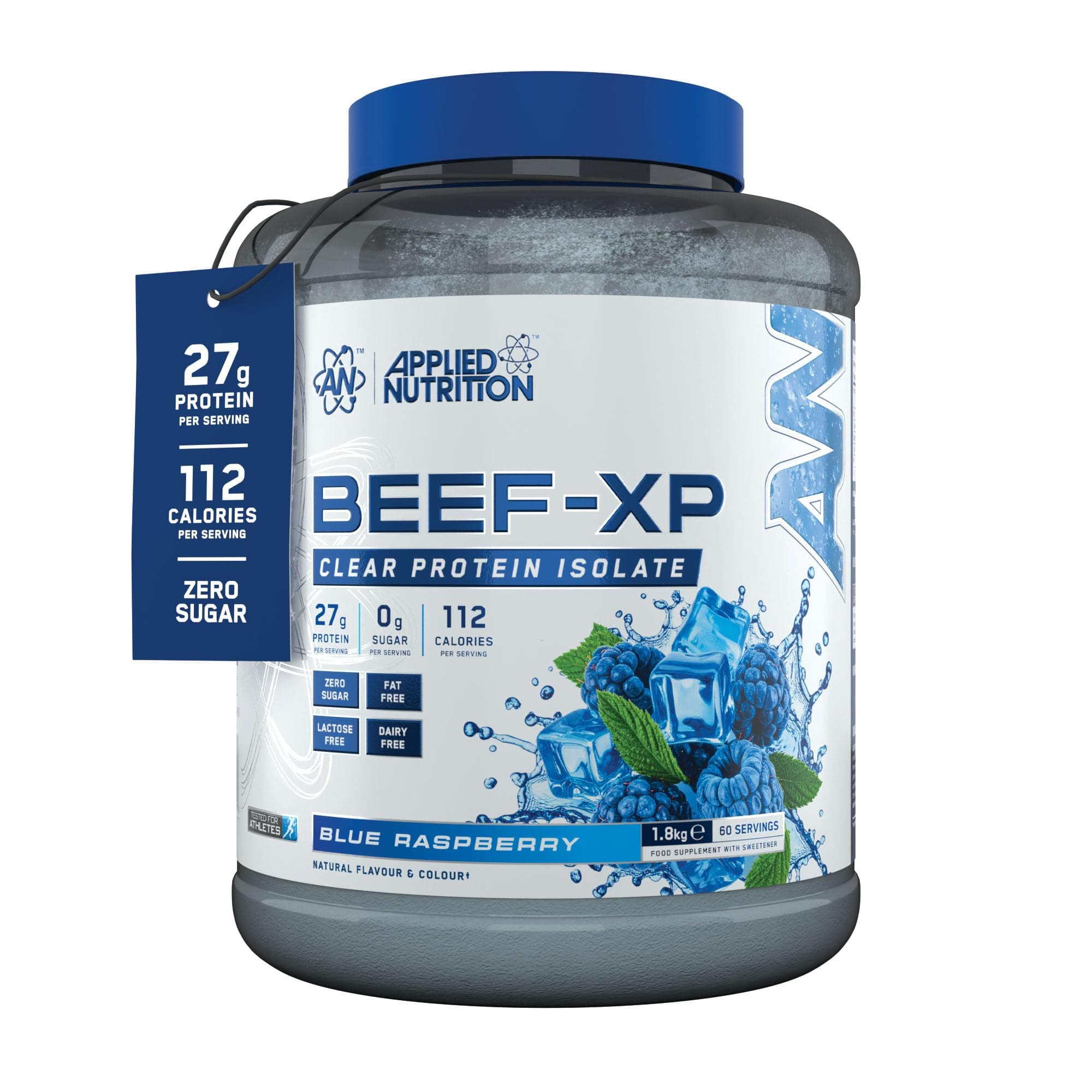 Clear Hydrolysed Beef Protein Isolate Powder, Fruit Juice Style, Dairy Free, Lactose Free, Zero Sugar, Low Fat, 1.8kg - 60 Servings (Blue Raspberry)
