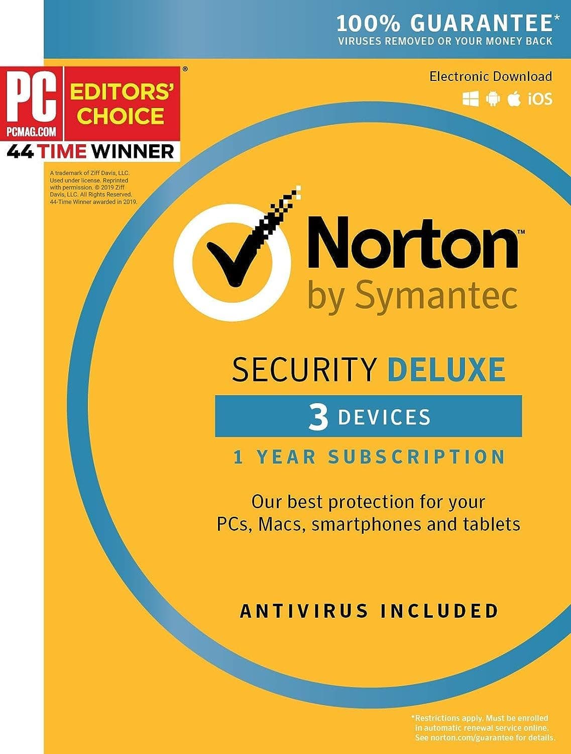 Symantec Norton Security Deluxe – 3 Devices – 1 Year Subscription [PC/Mac/Mobile Key Card]