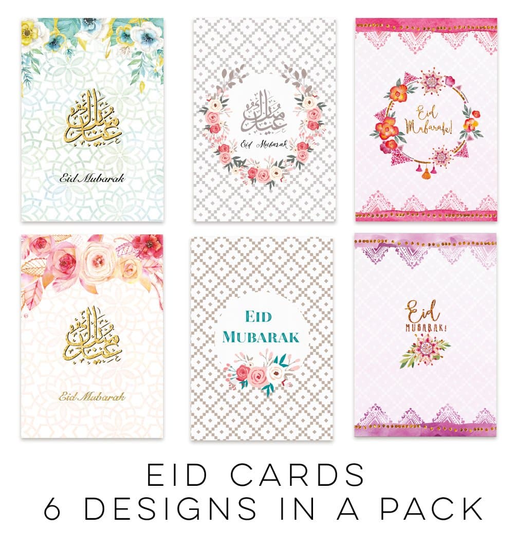 Eid Cards Multi Designs (Pack of 6) Floral