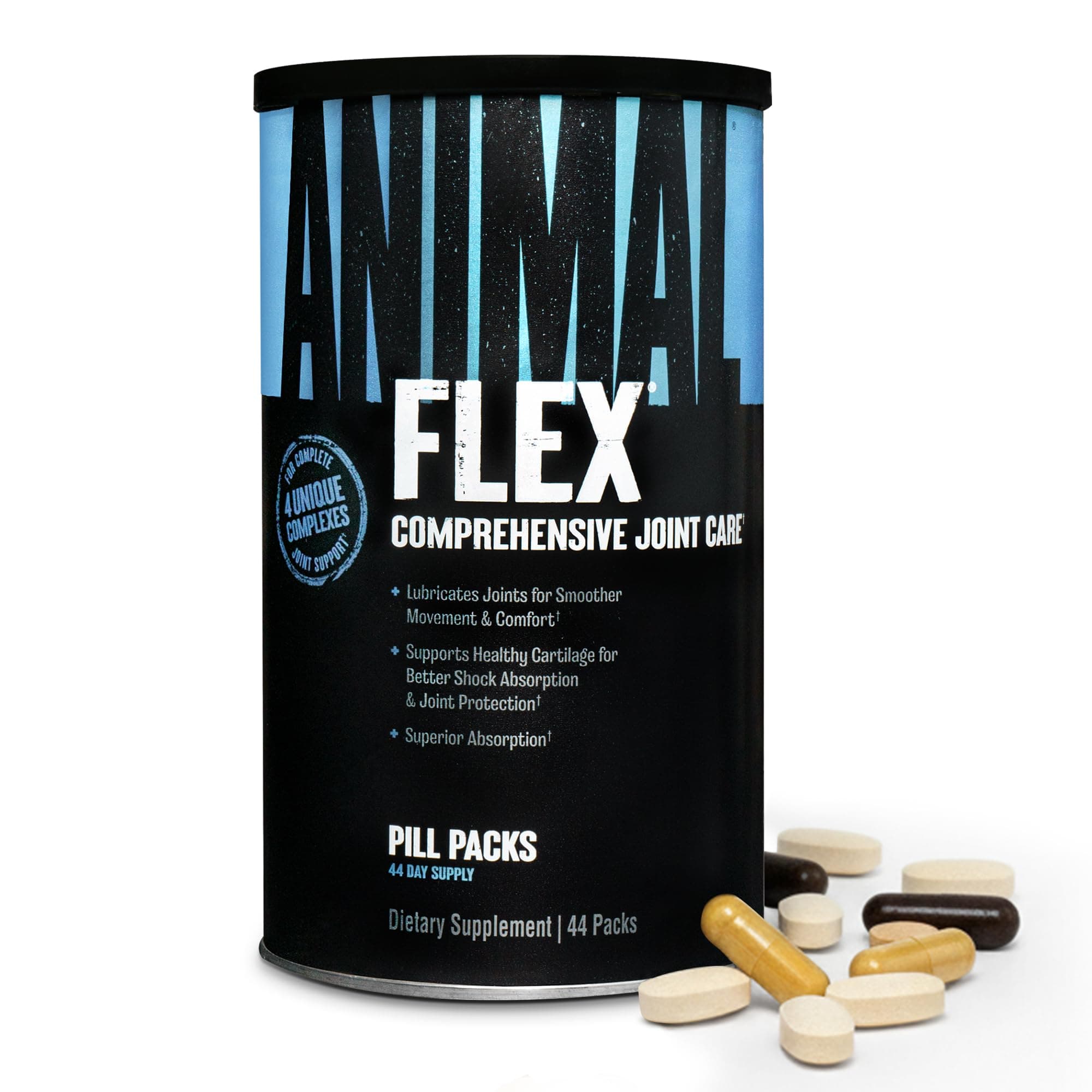 ANIMAL Flex Comprehensive Joint Care - 4 Unique complexes for Joints, Bones, and Cartilage - with Vitamins A and E, glucosamine, Flaxseed Oil, and hyaluronic Acid - 44 Packs