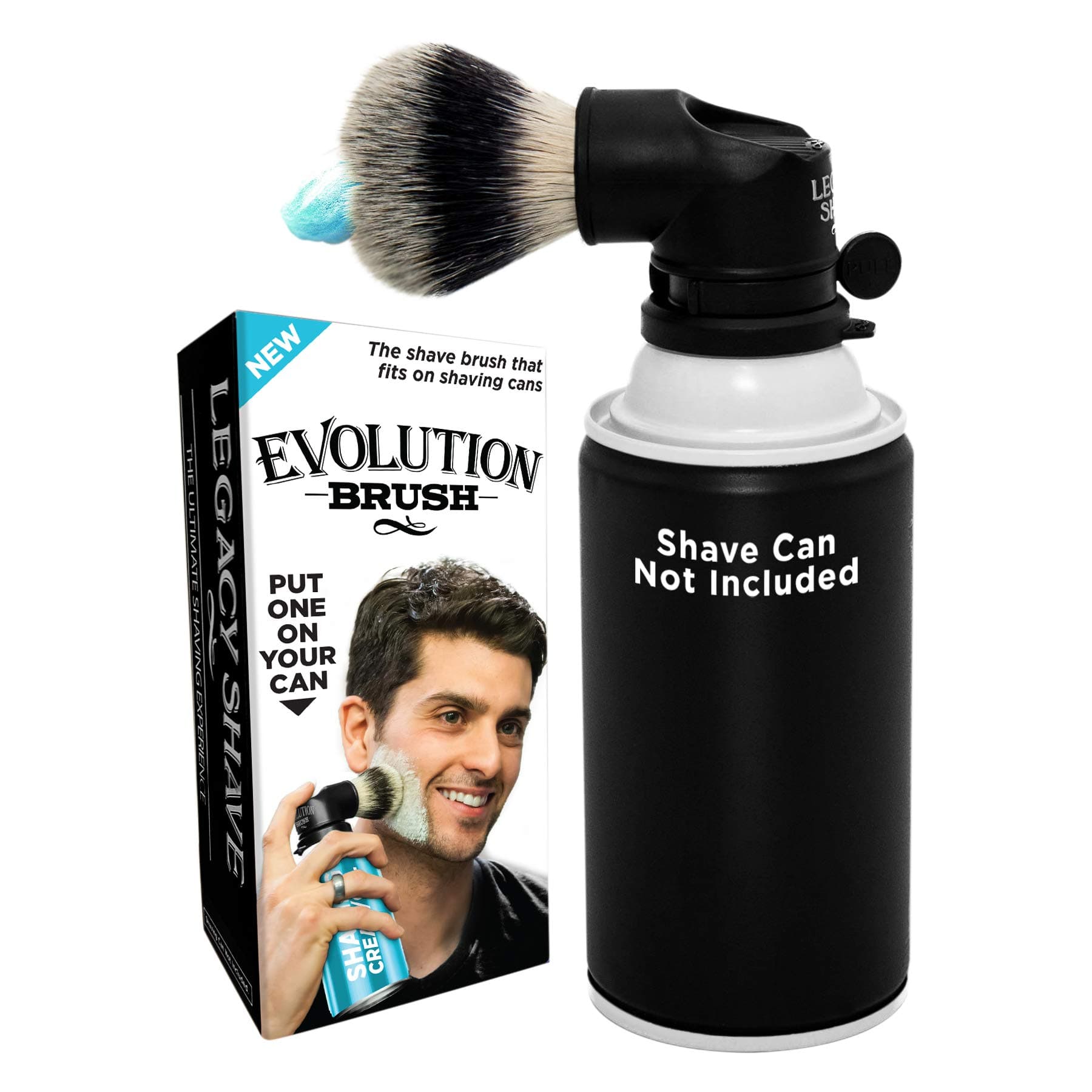 LEGACY SHAVE Evolution Shave Brush for Wet Shave, Attach to Most Shaving Cream & Gel Cans. Offers a Smooth Refreshing Shave Experience with Any Razor Type, Safety Straight Double Edge for Men & Women
