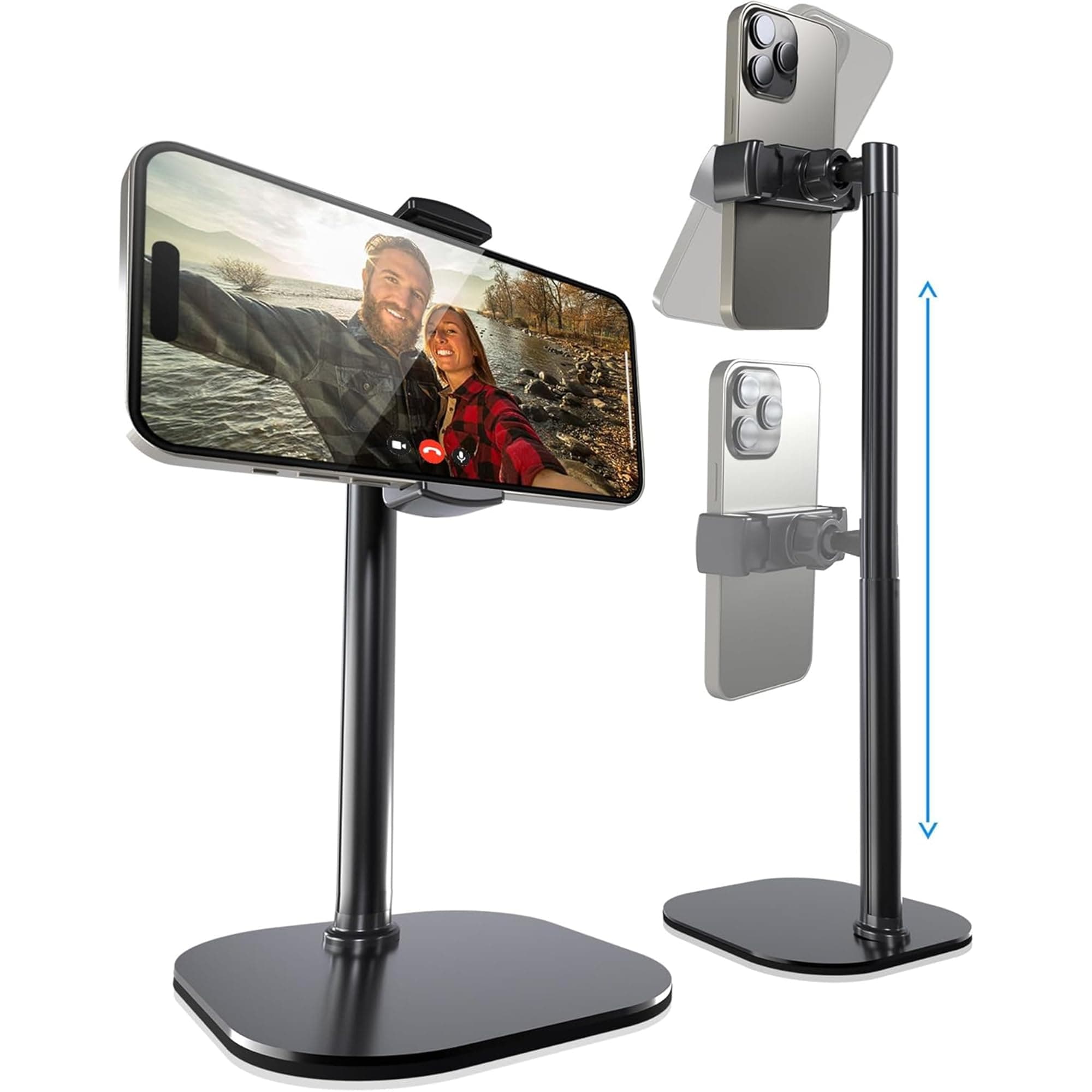 ChatStand, Height Adjustable Mobile Phone Stand for Desk, Mobile Phone Holder, iPhone Stand for Filming, iPhone Holder Desk, Video Recording, Streaming on Samsung, Android Phones, (Black)
