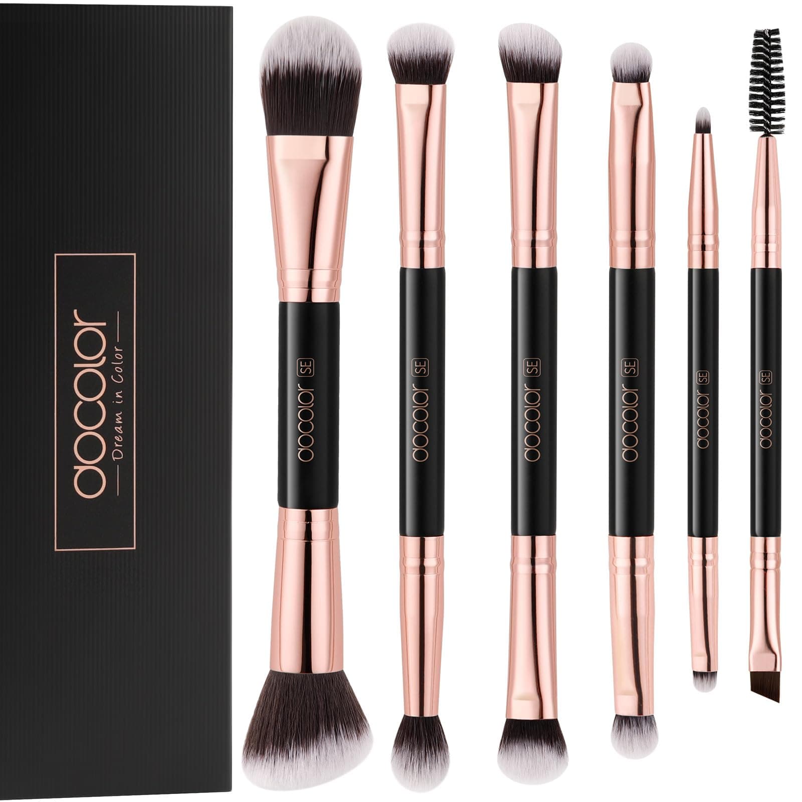 Docolor Eye Makeup Brushes 6Pcs Double Sided Professional Eye Brush Set Eyeshadow Blending Brushes