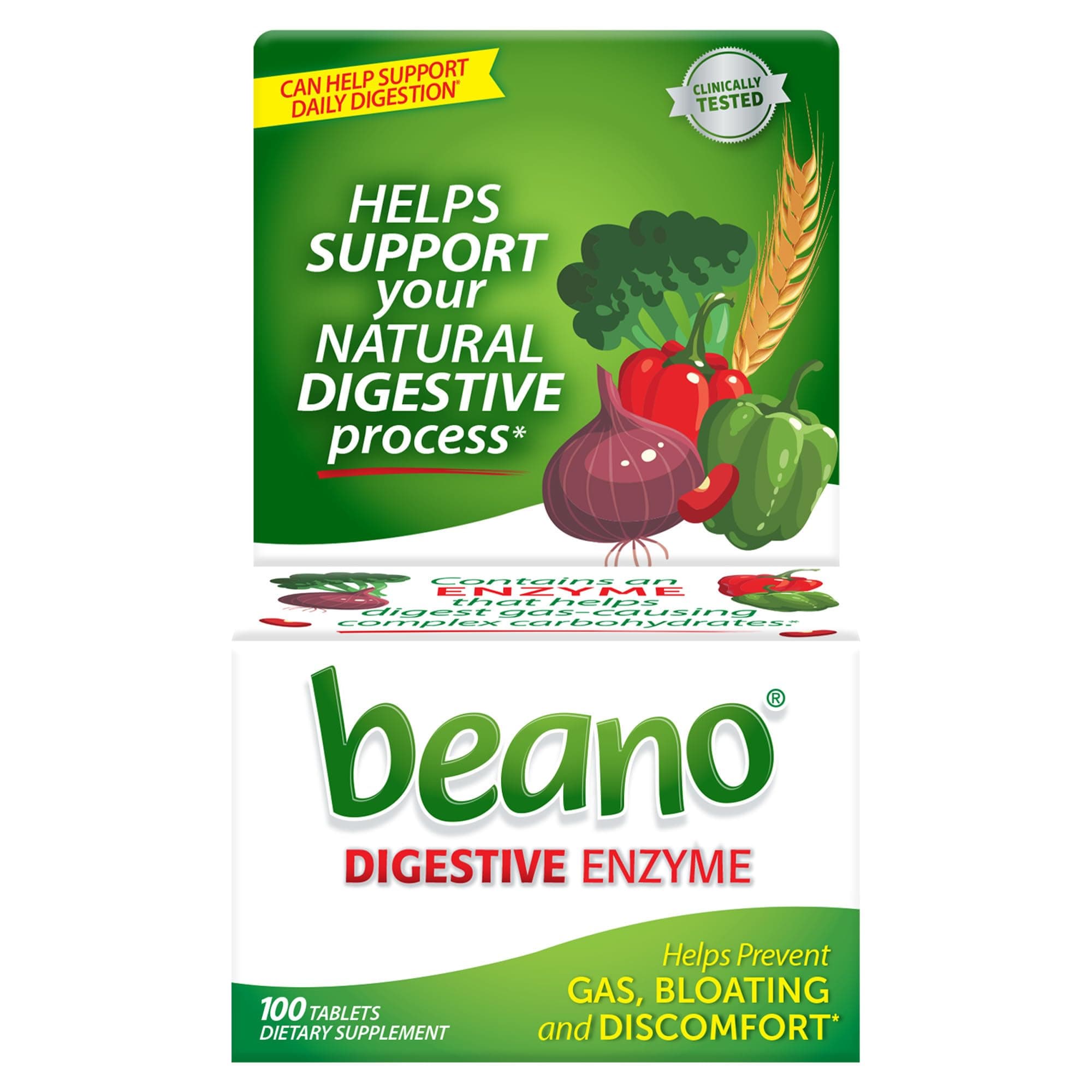 Beano Tablets | Take Beano To Help Digest Gas Causing Foods | 100 Tablets Per Box | Packaging May Vary