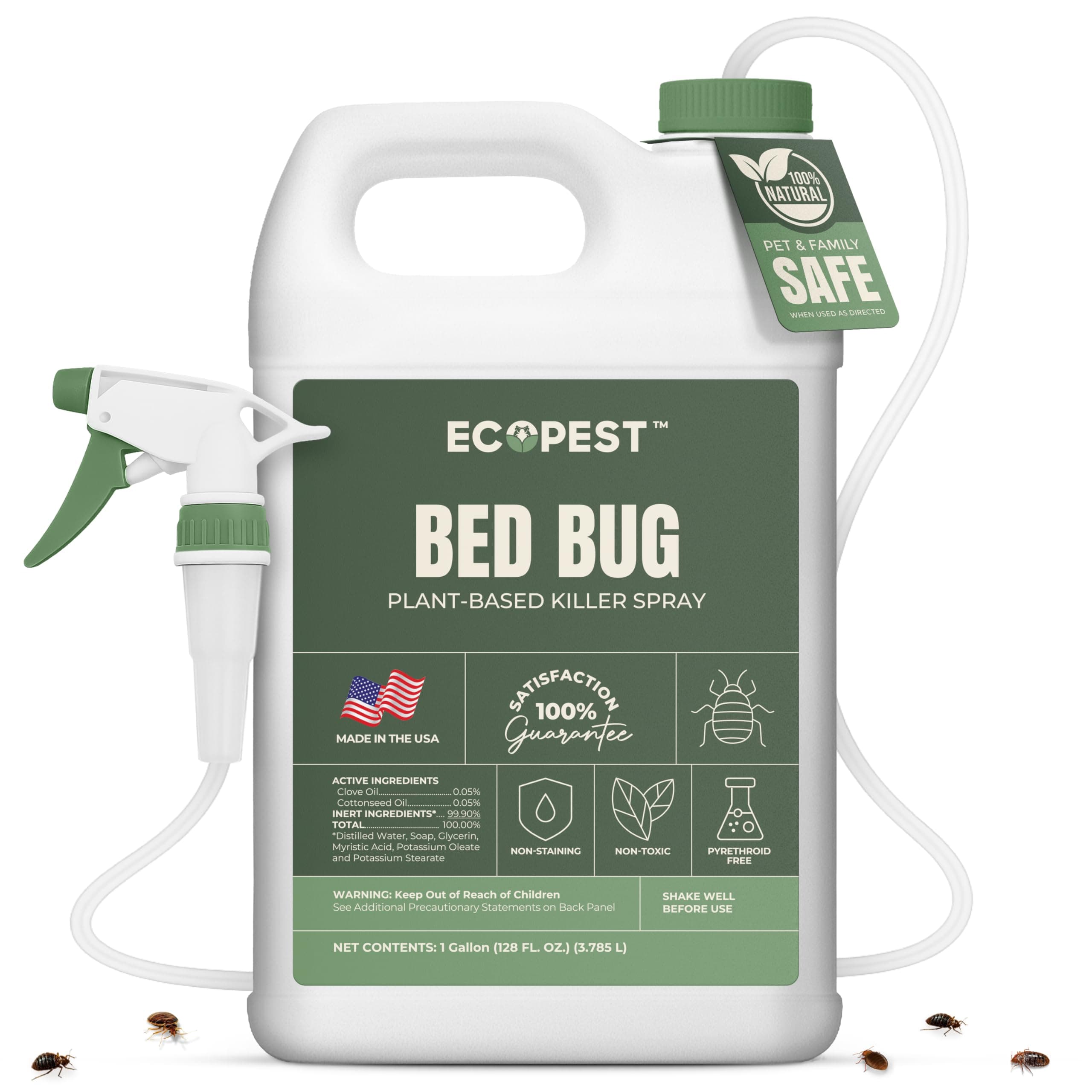 - Bed Bug Spray – Natural, Plant-Based Killer for Indoor Pest Control | Home Bedbug Spray and Repellent | Made with Clove Oil, Safe for Use Around Children and Pets (128 oz)