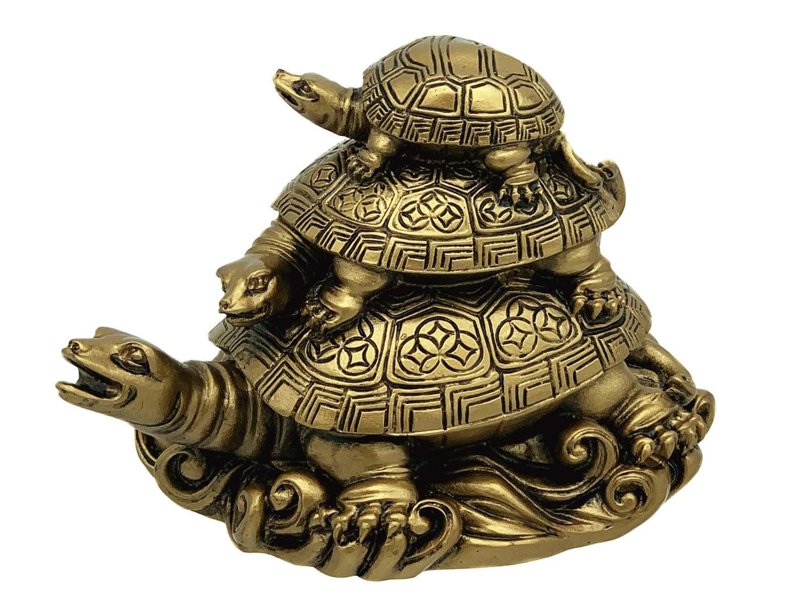 Betterdecor Feng Shui Three Tier Tortoise (Three Generation Turtle) Statue Home Decor for Healthy andLongevity, Resin, resin