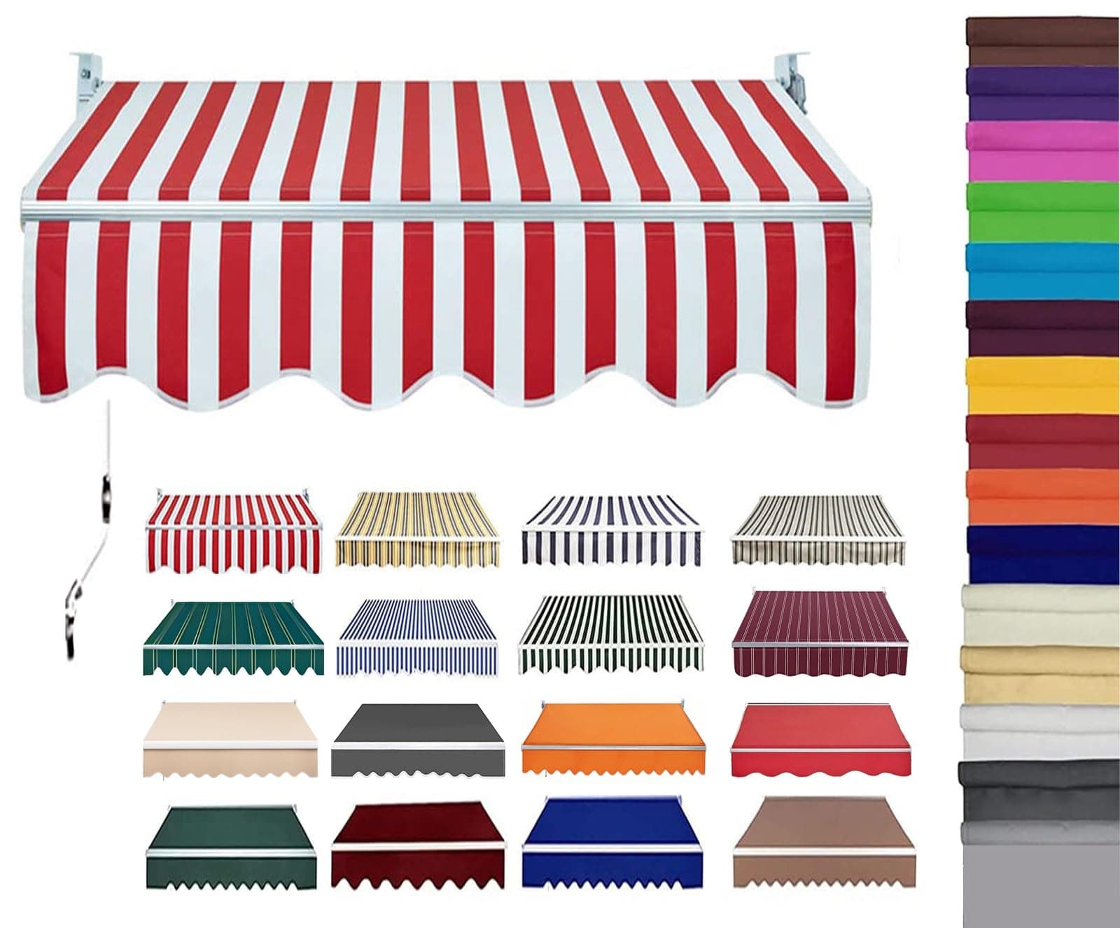 Retractable Patio Awning Replacement Fabric (Without Frame) Waterproof Shade Sun Shade Awning Cover Outdoor Patio Canopy Sunsetter Deck Awnings Polyester(D,(20x6.5ft) 6x2m)