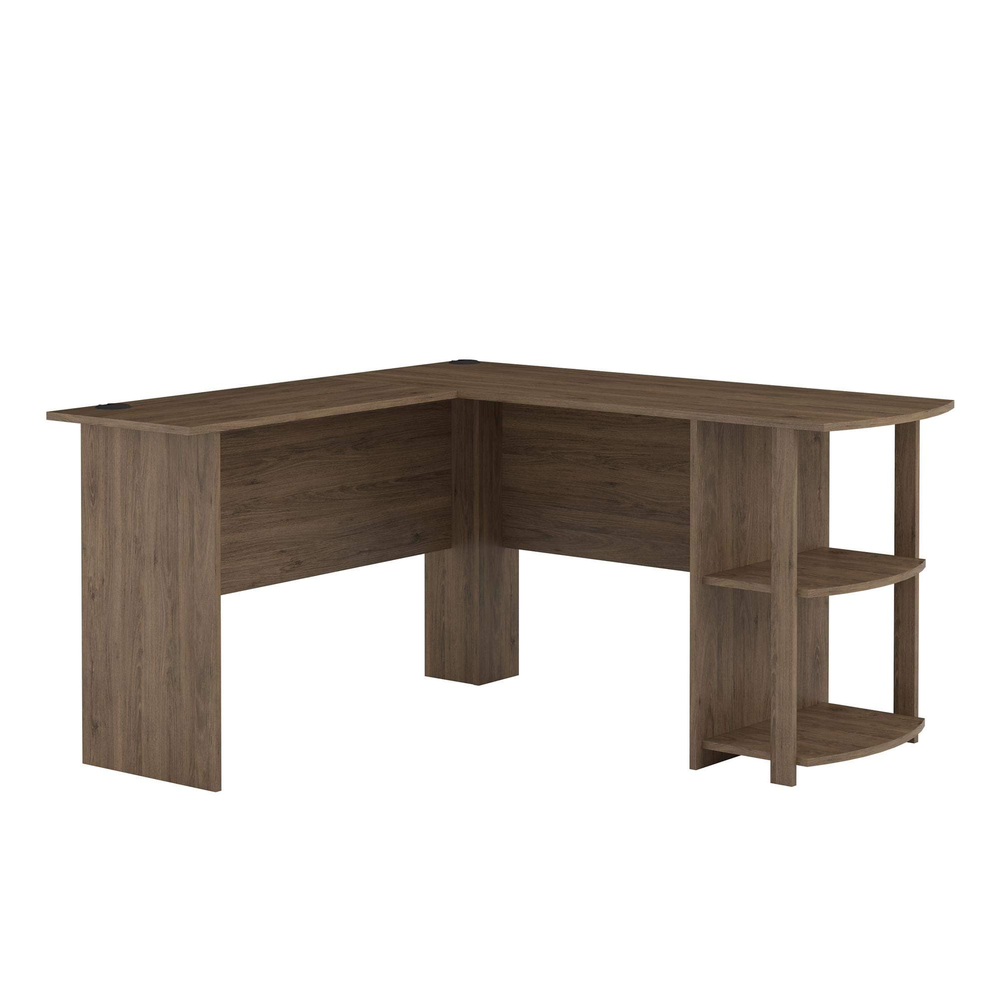 Ameriwood HomeDakota L-Shaped Desk with Bookshelves, Rustic Oak