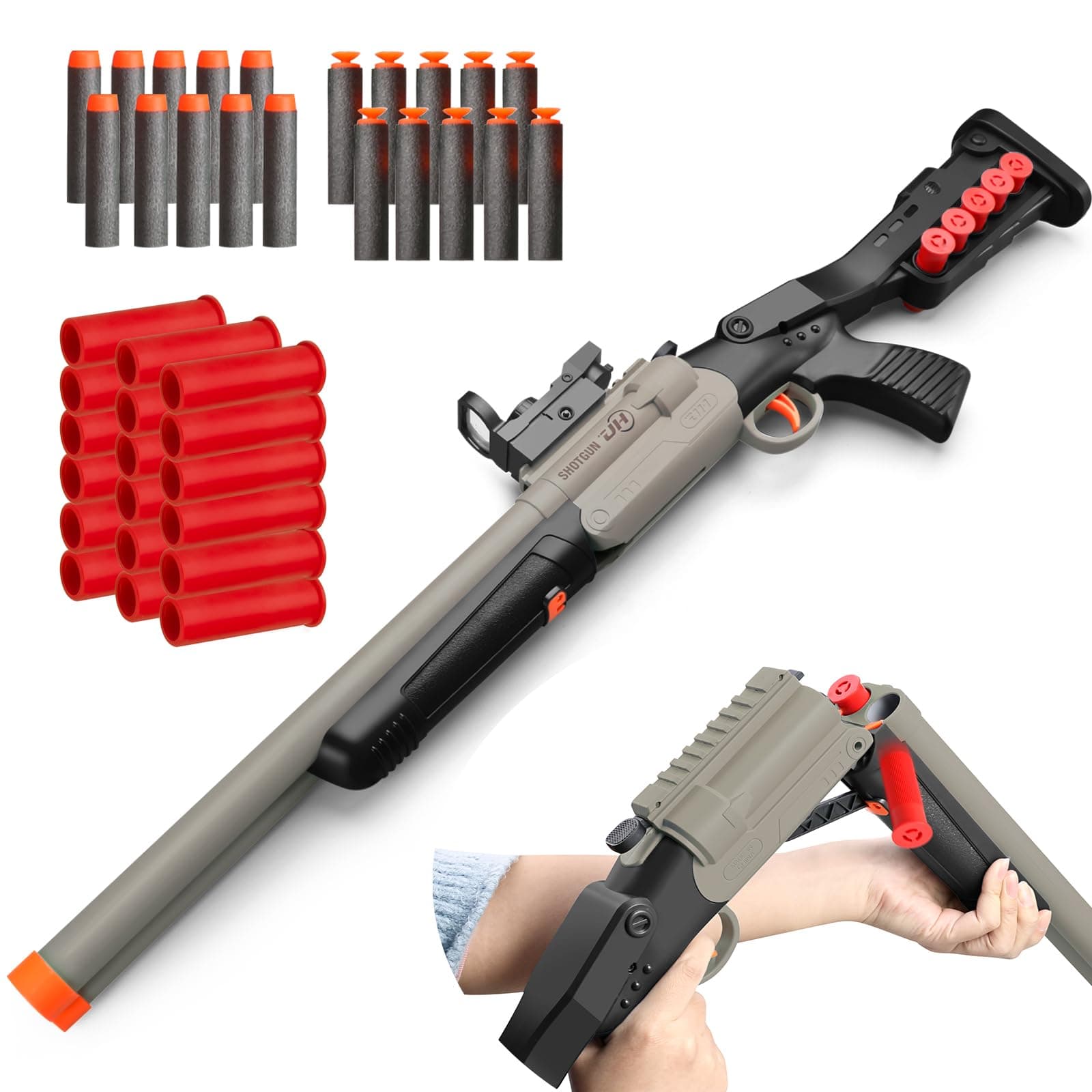 - Safe Toy Double Barrel Gun for Boy with Ejecting Shell Soft Bullets,Realistic Model Shotgun Toys Foam Blaster Play Gun Toy with Soft Bullet Look Real Hunting Action for Children (Shootgun_2)
