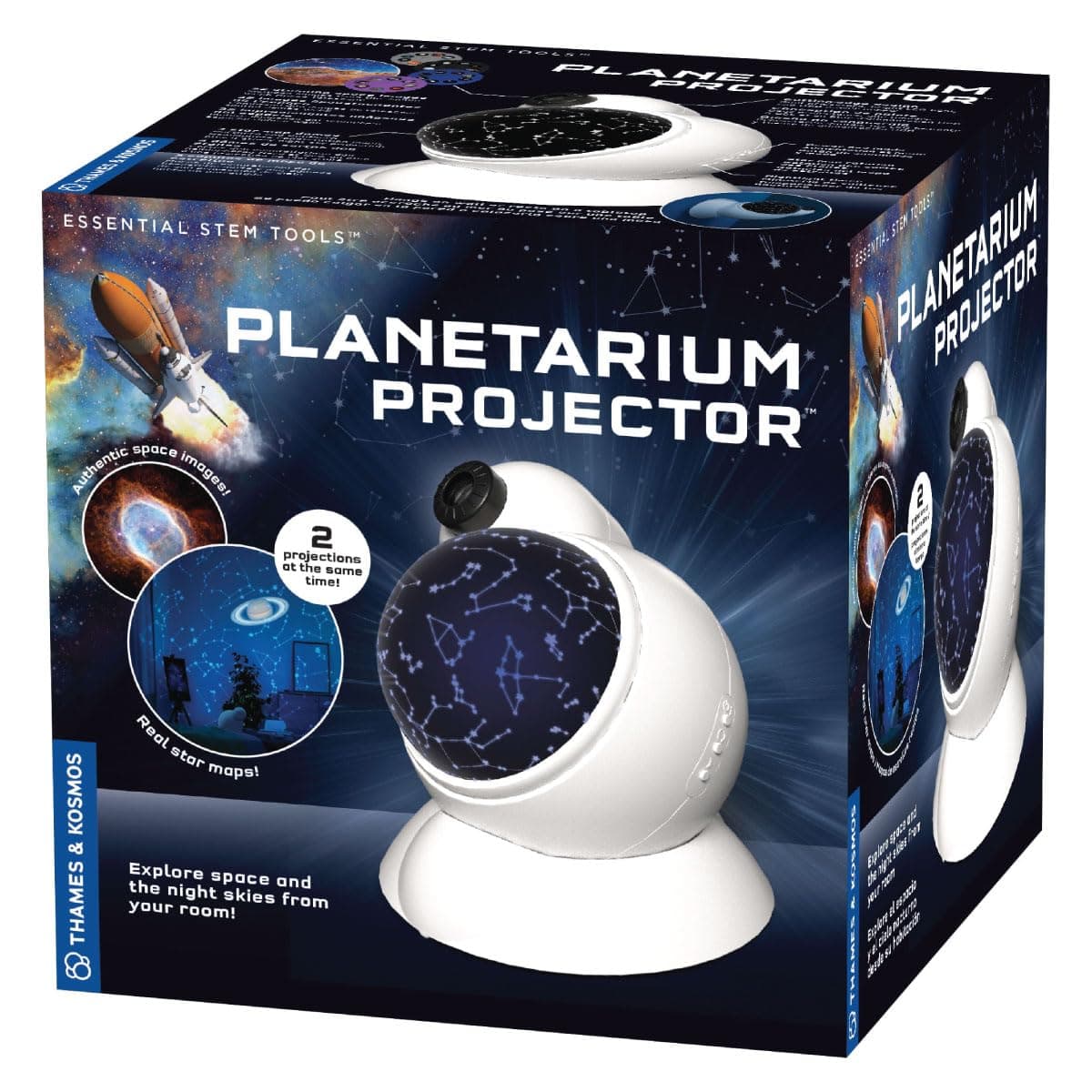 Thames & Kosmos Planetarium Projector, Kids Science Kit, Learning Resources for Astronomy, STEM Toys for Science Experiments, 3 Languages, Age 8+, Blue, White