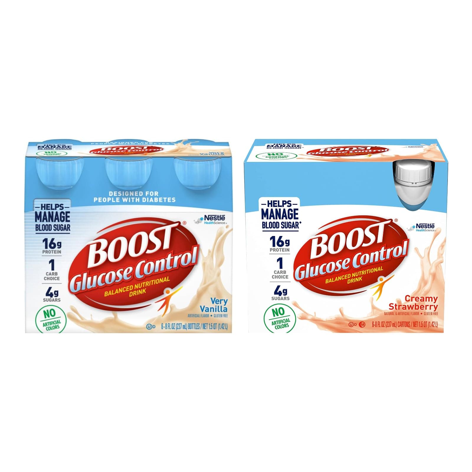 Boost Nutritional Drink Variety Pack, 1 Pack Vanilla & 1 Pack Strawberry, 6-8 fl oz Bottles/Pack (2 CT Variety Pack)
