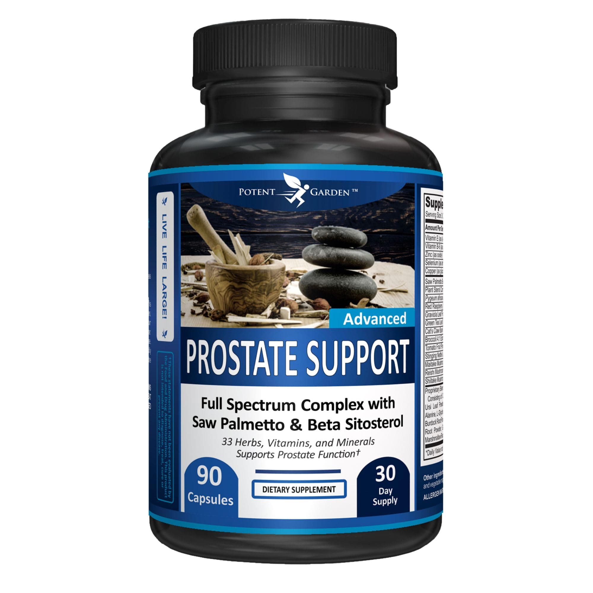 Potent Garden Prostate Support Supplement for Men with Beta Sitosterol & Saw Palmetto, Advanced Prostate Health Complex, Supports Urinary Flow & Bladder Function, 90 Capsules