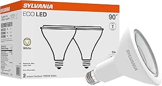 Sylvania ECO LED PAR38 Light Bulb, 90W = 14W, 7 Year, Non-Dimmable, 1000 Lumens, Clear, 3000K, White – 2 Pack (40881)