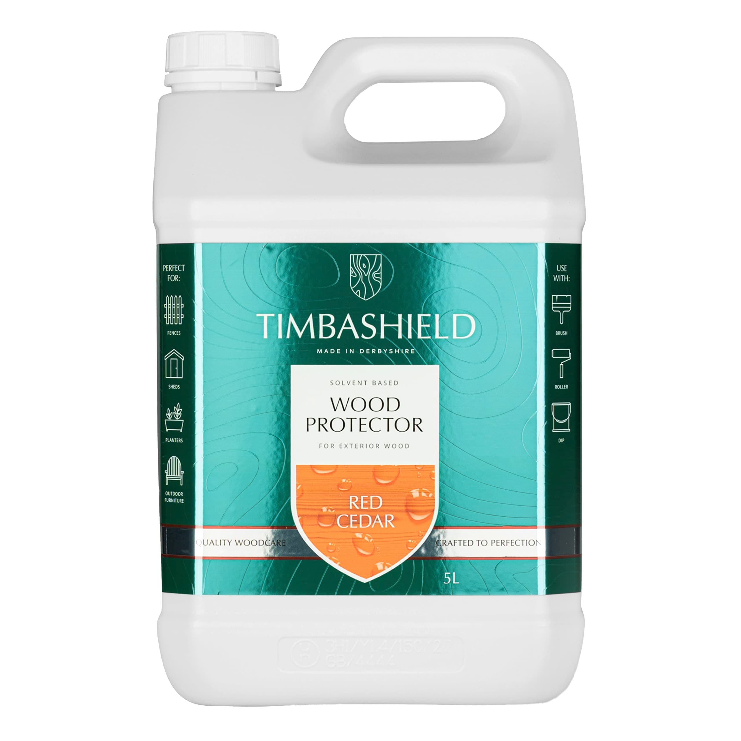 Timbashield - Solvent Based Wood Protector - Red Cedar - 5L - Wood Stain & Waterproof Protection - Protection from Dry-Film Fungal Growth - Treatment for Sheds, Fences & General Garden Furniture
