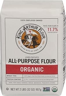 King Arthur Organic All Purpose Artisan Flour, Unbleached, 2 LB (Pack of 12)